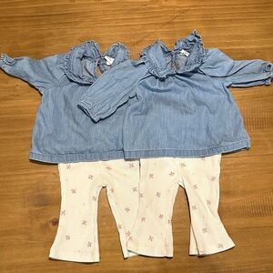 GAP Blue and White Kids Matching Set for Twin Girls